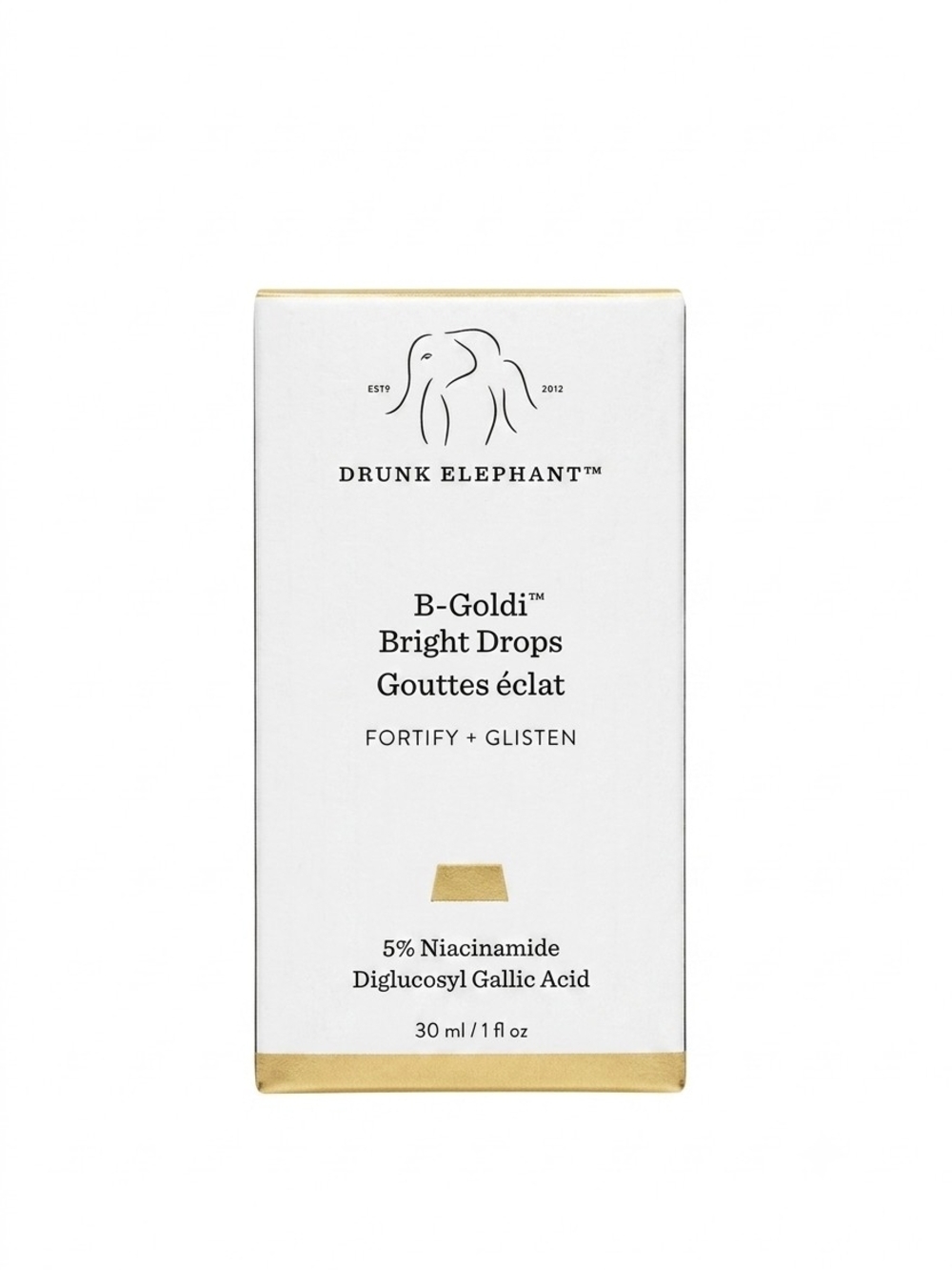 Drunk Elephant B-Goldi Bright Drops - White & Gold Packaging